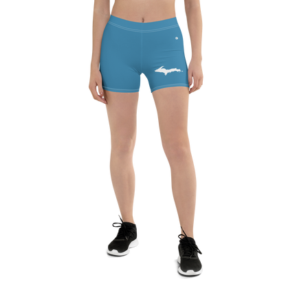 Michigan Upper Peninsula Tight Shorts (w/ UP Outline) | Lake Michigan Blue