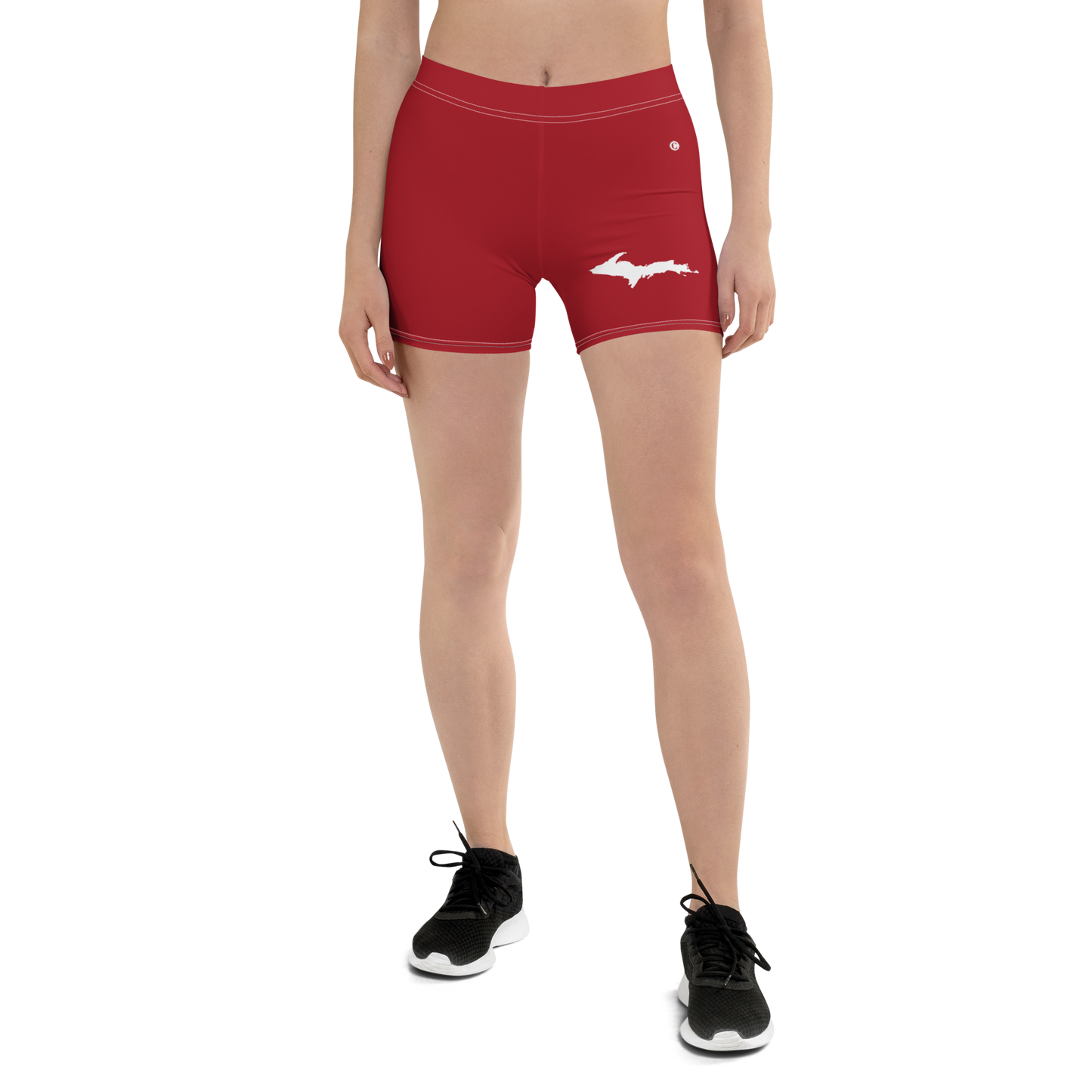 Michigan Upper Peninsula Tight Shorts (w/ UP Outline) | Thimbleberry Red