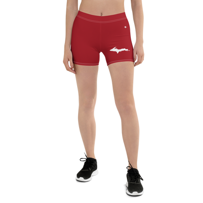 Michigan Upper Peninsula Tight Shorts (w/ UP Outline) | Thimbleberry Red