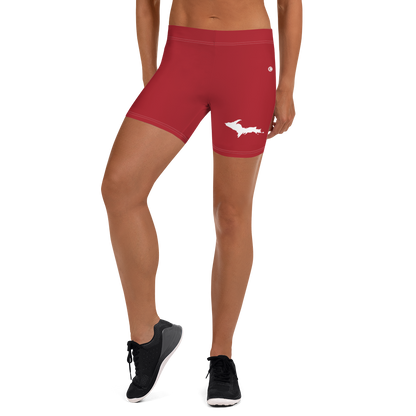 Michigan Upper Peninsula Tight Shorts (w/ UP Outline) | Thimbleberry Red