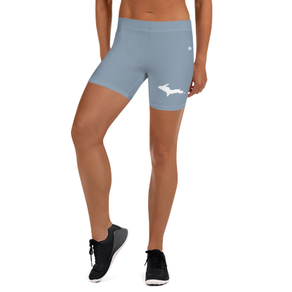 Michigan Upper Peninsula Tight Shorts (w/ UP Outline) | B-24 Grey