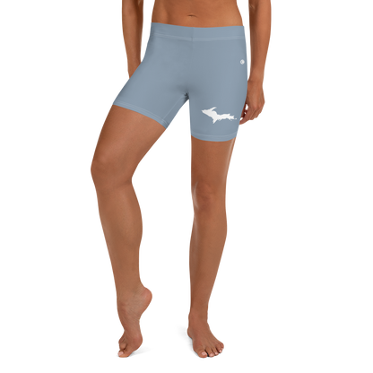 Michigan Upper Peninsula Tight Shorts (w/ UP Outline) | B-24 Grey