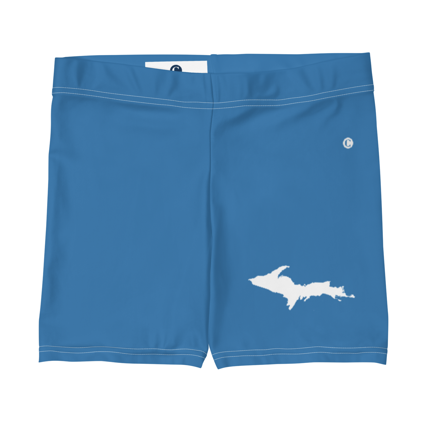 Michigan Upper Peninsula Tight Shorts (w/ UP Outline) | Lake Superior Blue