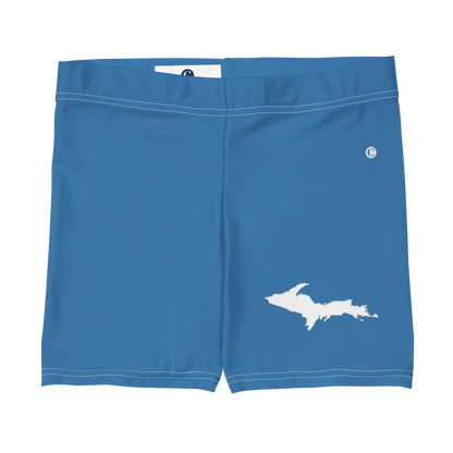 Michigan Upper Peninsula Tight Shorts (w/ UP Outline) | Lake Superior Blue