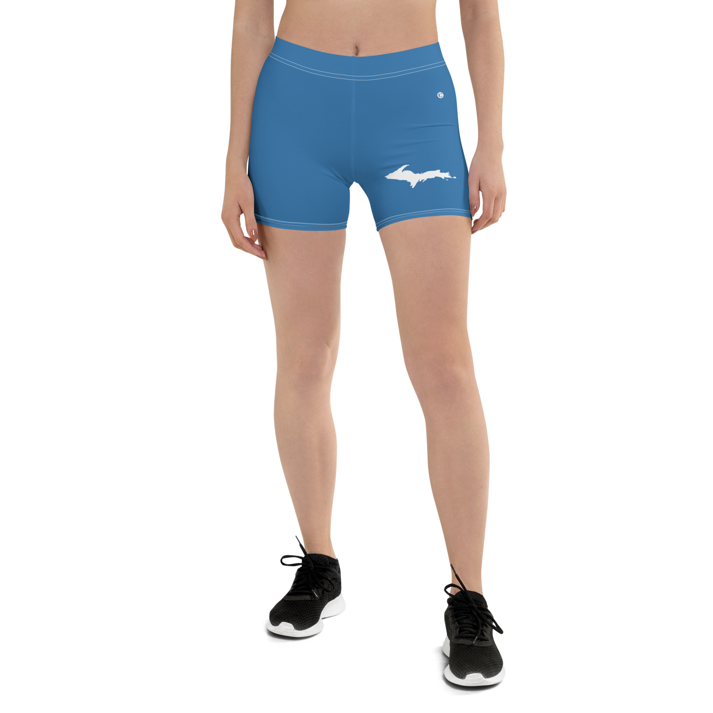 Michigan Upper Peninsula Tight Shorts (w/ UP Outline) | Lake Superior Blue