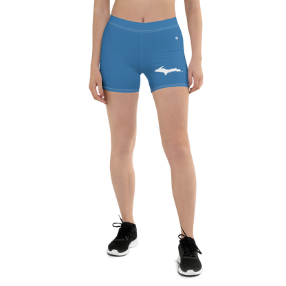 Michigan Upper Peninsula Tight Shorts (w/ UP Outline) | Lake Superior Blue