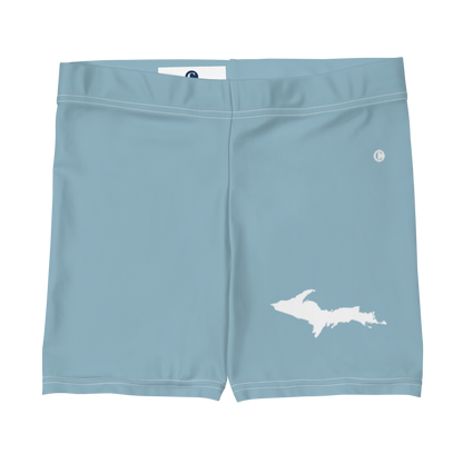 Michigan Upper Peninsula Tight Shorts (w/ UP Outline) | Opal Blue