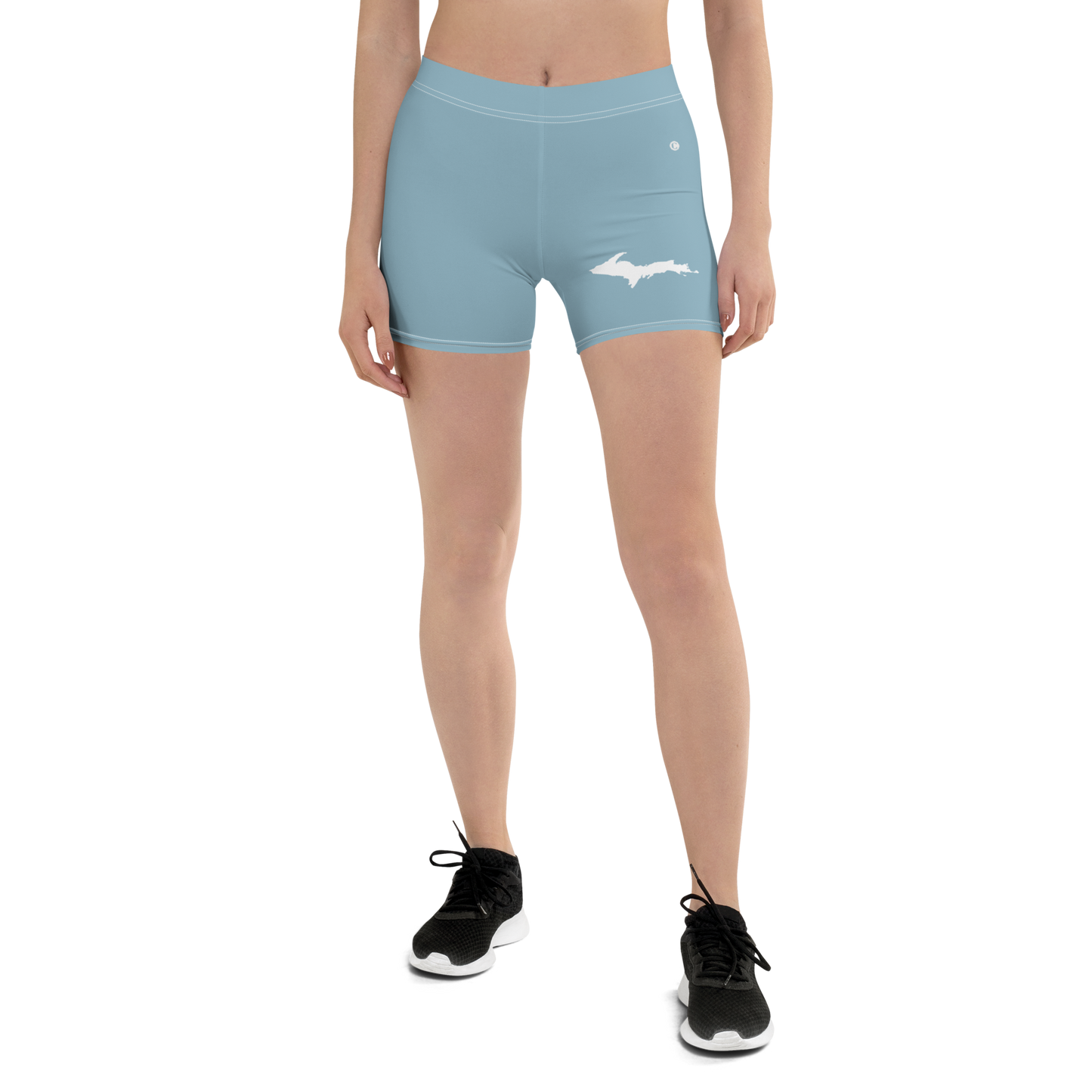 Michigan Upper Peninsula Tight Shorts (w/ UP Outline) | Opal Blue