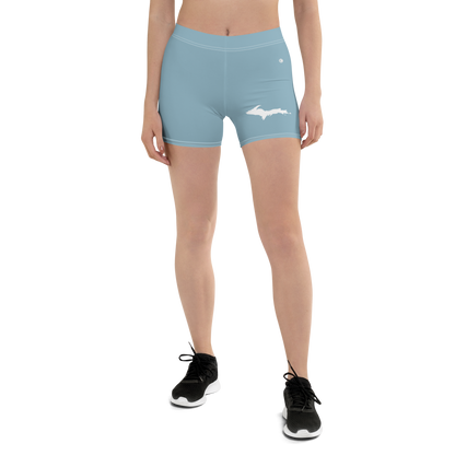 Michigan Upper Peninsula Tight Shorts (w/ UP Outline) | Opal Blue