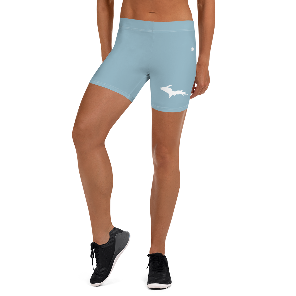 Michigan Upper Peninsula Tight Shorts (w/ UP Outline) | Opal Blue