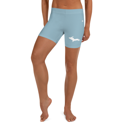 Michigan Upper Peninsula Tight Shorts (w/ UP Outline) | Opal Blue