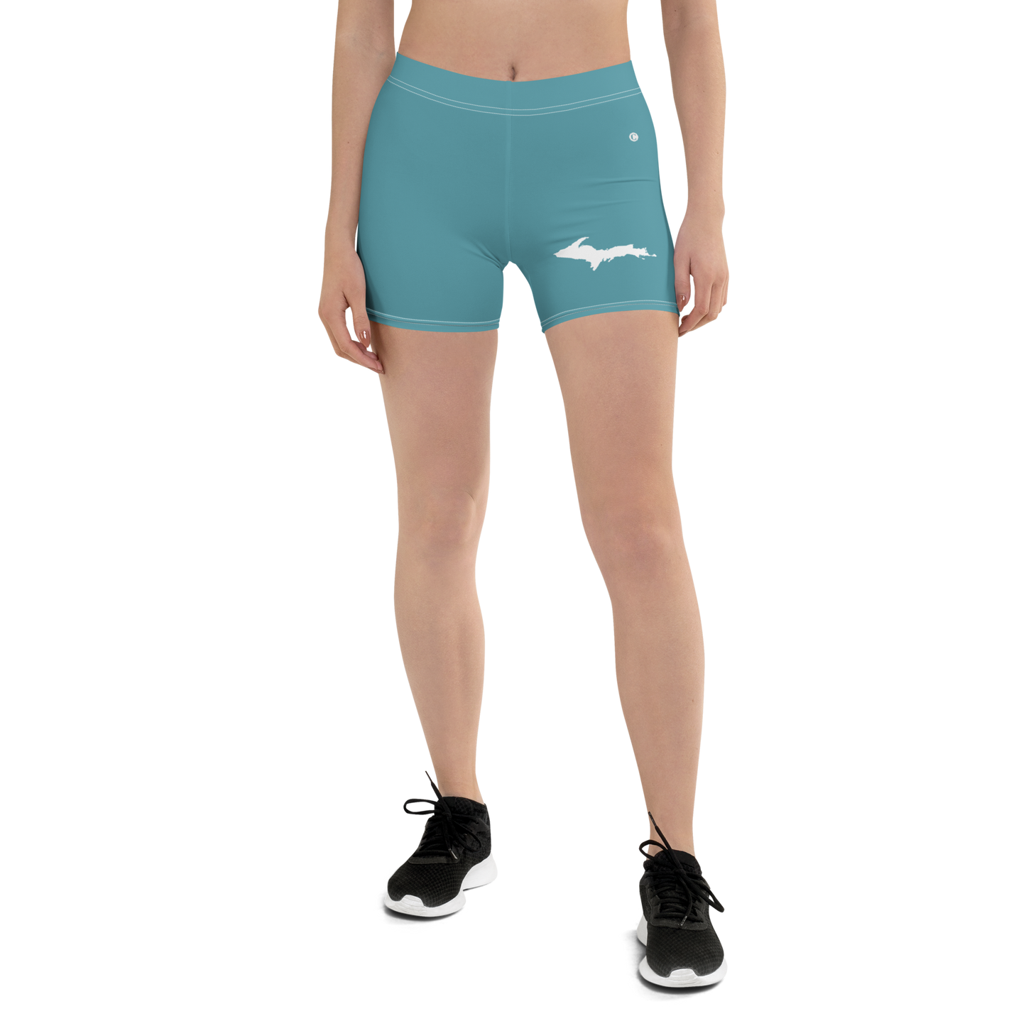 Michigan Upper Peninsula Tight Shorts (w/ UP Outline) | Lake Huron Blue