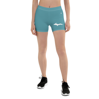 Michigan Upper Peninsula Tight Shorts (w/ UP Outline) | Lake Huron Blue