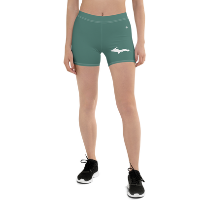 Michigan Upper Peninsula Tight Shorts (w/ UP Outline) | Copper Green