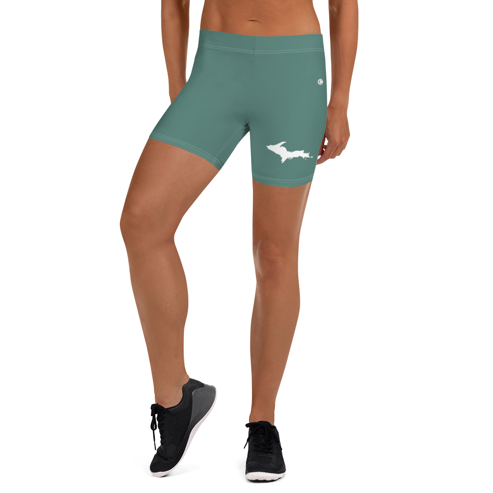 Michigan Upper Peninsula Tight Shorts (w/ UP Outline) | Copper Green