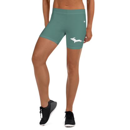 Michigan Upper Peninsula Tight Shorts (w/ UP Outline) | Copper Green