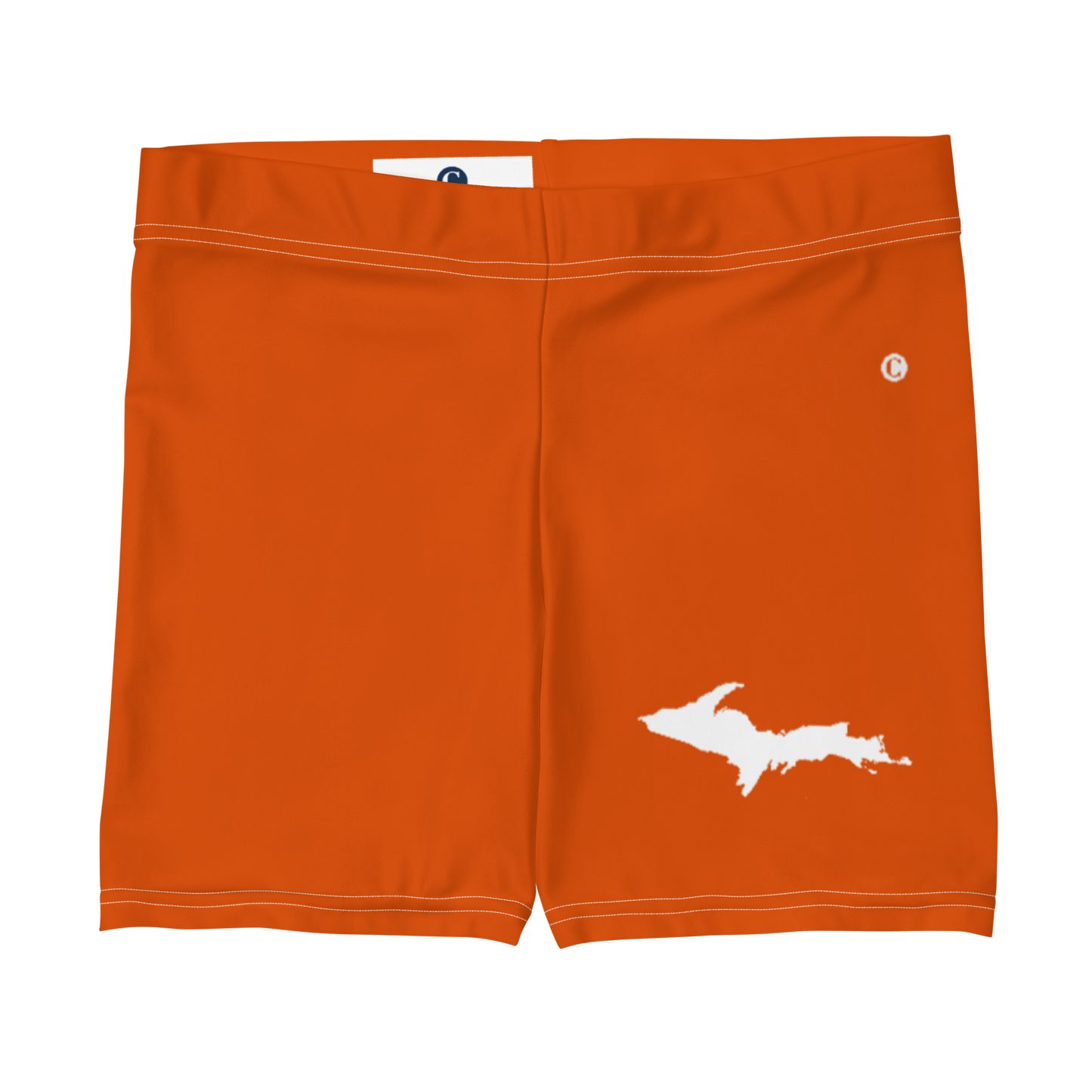 Michigan Upper Peninsula Tight Shorts (w/ UP Outline) | Maple Leaf Orange