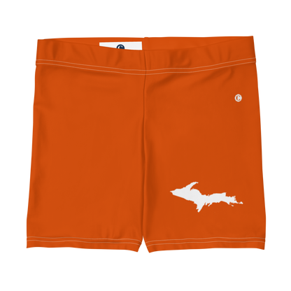 Michigan Upper Peninsula Tight Shorts (w/ UP Outline) | Maple Leaf Orange