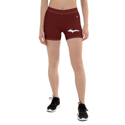 Michigan Upper Peninsula Tight Shorts (w/ UP Outline) | Cherrywood Color