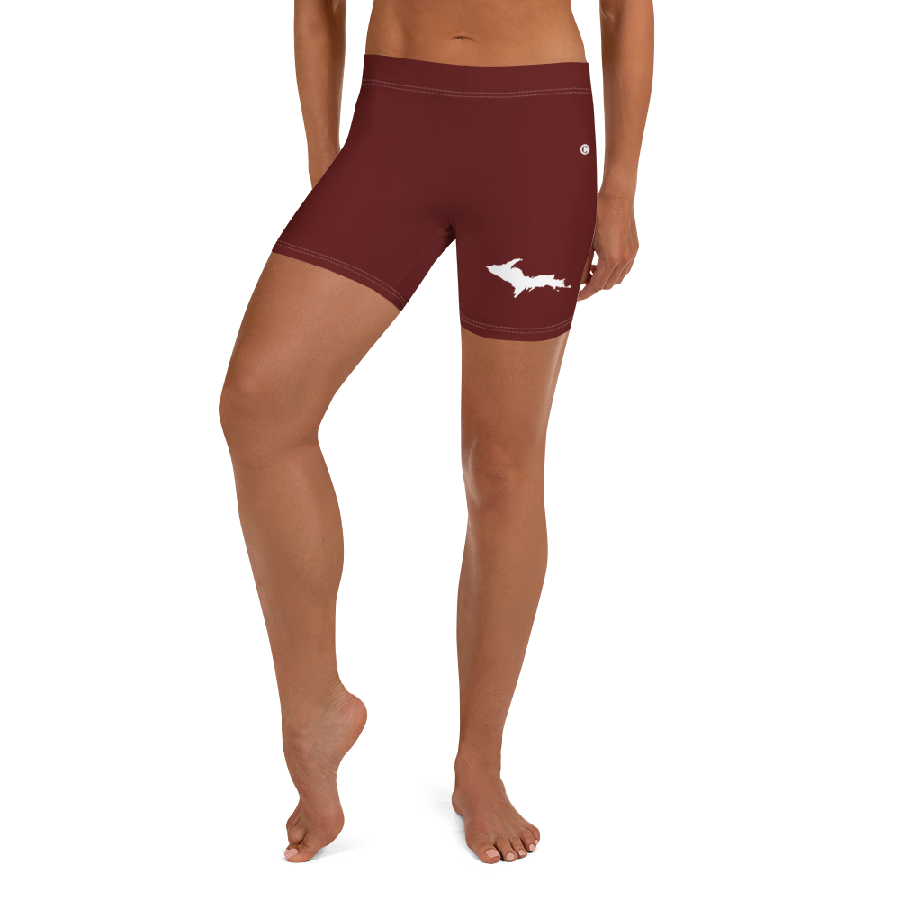 Michigan Upper Peninsula Tight Shorts (w/ UP Outline) | Cherrywood Color