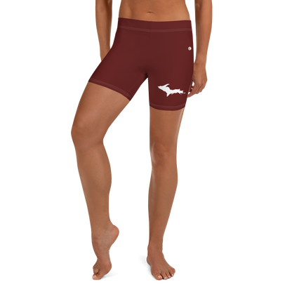 Michigan Upper Peninsula Tight Shorts (w/ UP Outline) | Cherrywood Color