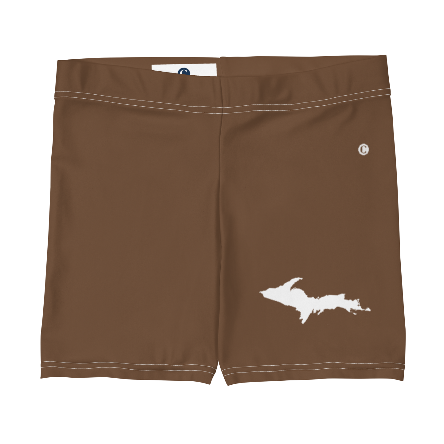 Michigan Upper Peninsula Tight Shorts (w/ UP Outline) | Coffee Color