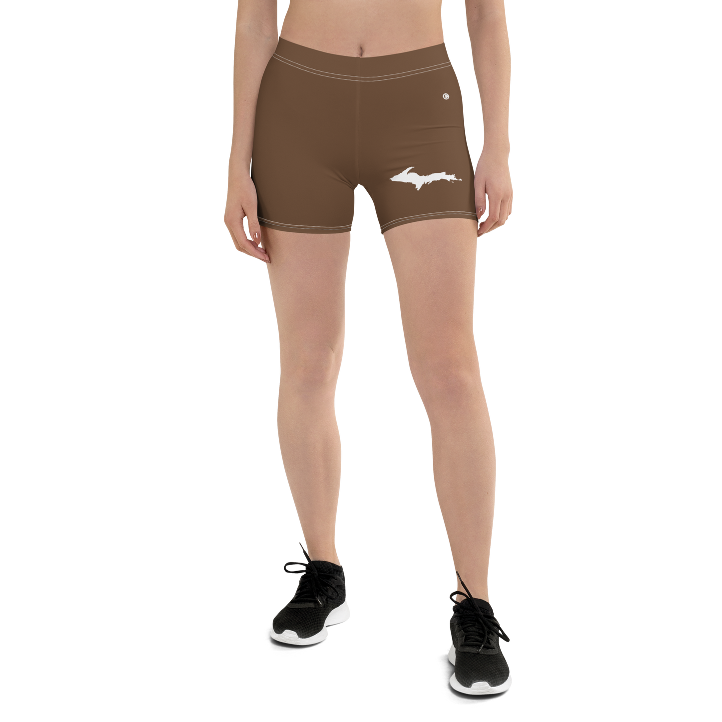 Michigan Upper Peninsula Tight Shorts (w/ UP Outline) | Coffee Color