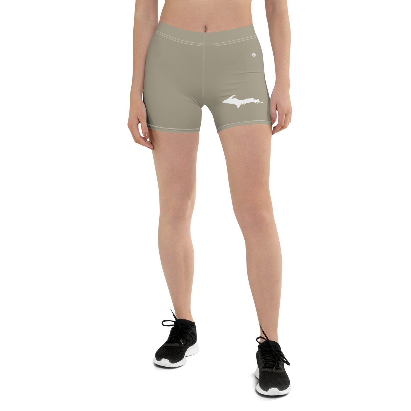 Michigan Upper Peninsula Tight Shorts (w/ UP Outline) | Petoskey Stone Beige