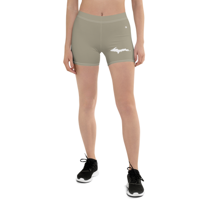 Michigan Upper Peninsula Tight Shorts (w/ UP Outline) | Petoskey Stone Beige