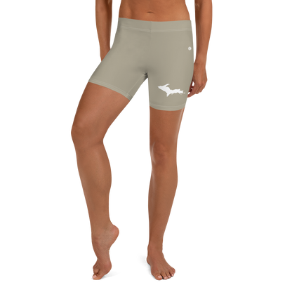 Michigan Upper Peninsula Tight Shorts (w/ UP Outline) | Petoskey Stone Beige