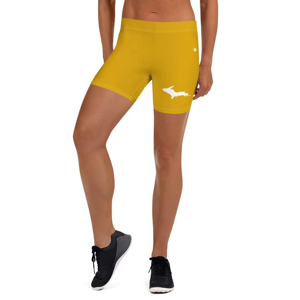 Michigan Upper Peninsula Tight Shorts (w/ UP Outline) | Gold