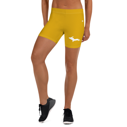 Michigan Upper Peninsula Tight Shorts (w/ UP Outline) | Gold