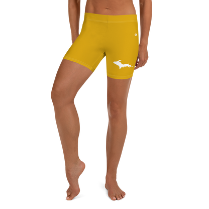 Michigan Upper Peninsula Tight Shorts (w/ UP Outline) | Gold