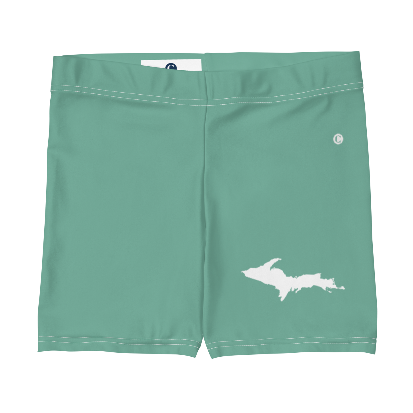 Michigan Upper Peninsula Tight Shorts (w/ UP Outline) | Metallic Mint Green