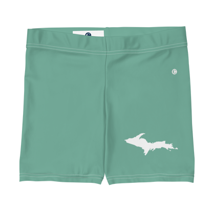 Michigan Upper Peninsula Tight Shorts (w/ UP Outline) | Metallic Mint Green