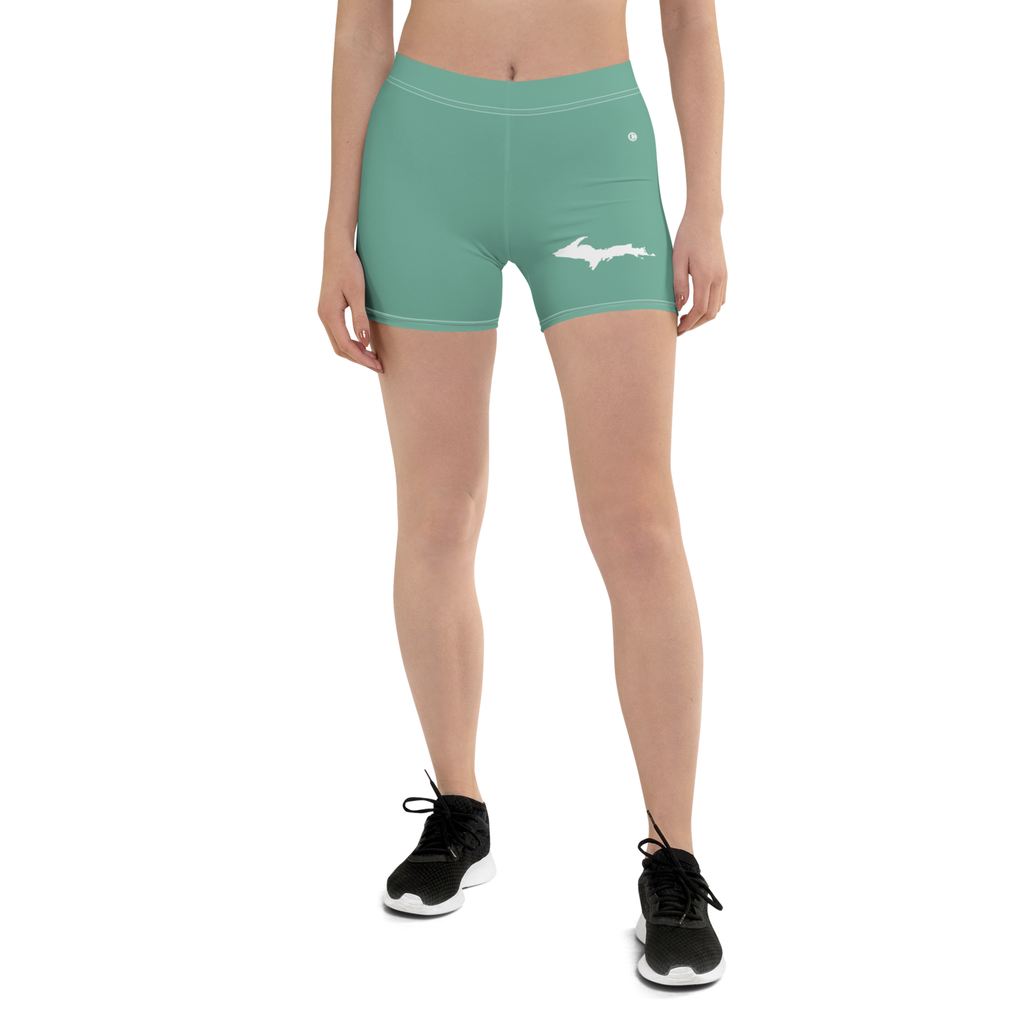 Michigan Upper Peninsula Tight Shorts (w/ UP Outline) | Metallic Mint Green