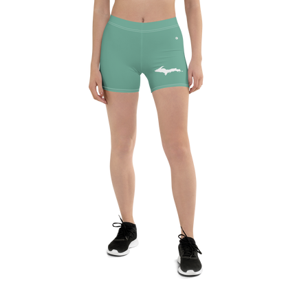 Michigan Upper Peninsula Tight Shorts (w/ UP Outline) | Metallic Mint Green