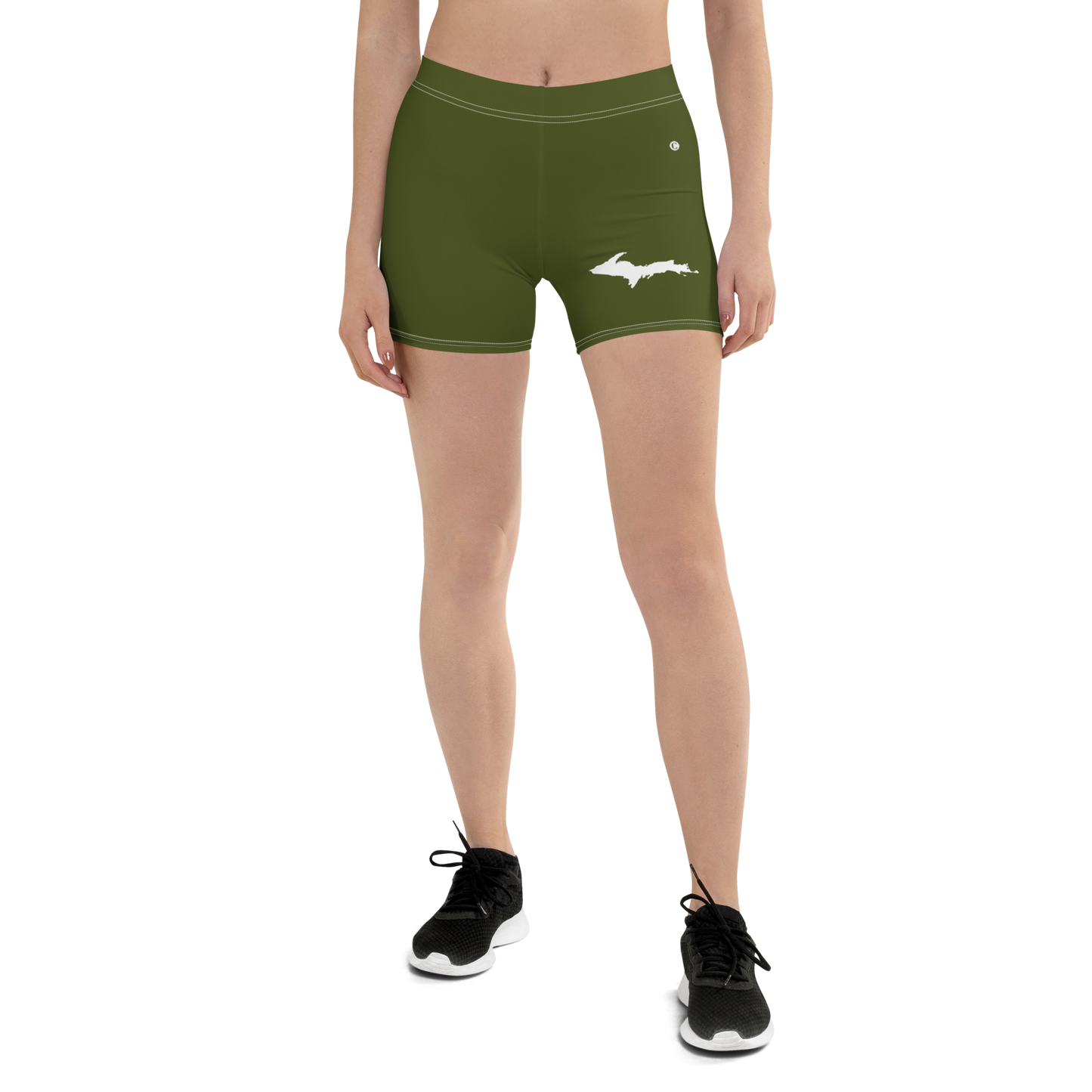 Michigan Upper Peninsula Tight Shorts (w/ UP Outline) | Army Green