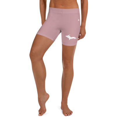 Michigan Upper Peninsula Tight Shorts (w/ UP Outline) | Cherry Blossom Pink