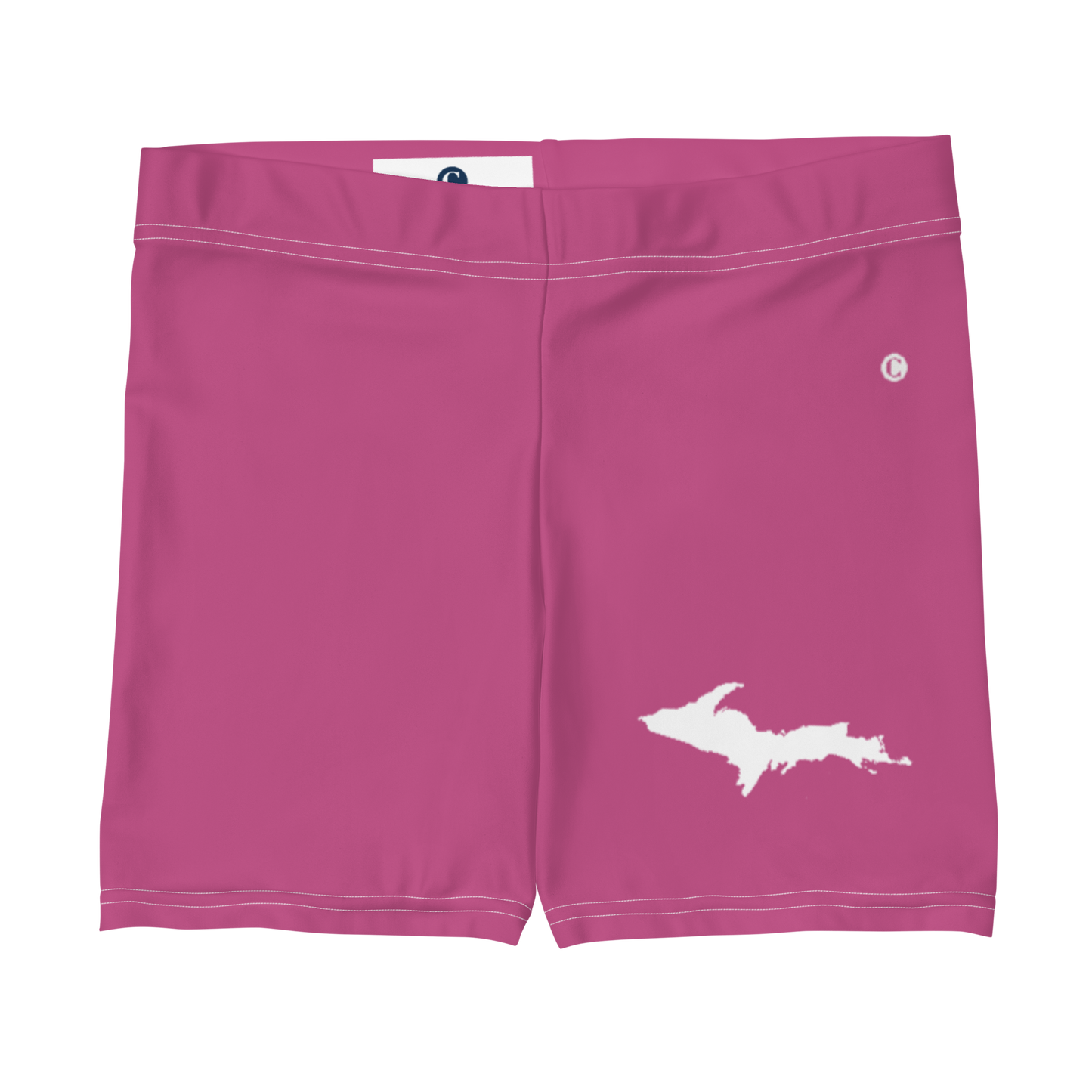 Michigan Upper Peninsula Tight Shorts (w/ UP Outline) | Apple Blossom Pink