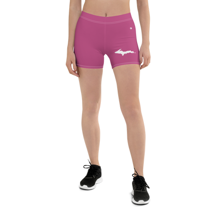 Michigan Upper Peninsula Tight Shorts (w/ UP Outline) | Apple Blossom Pink