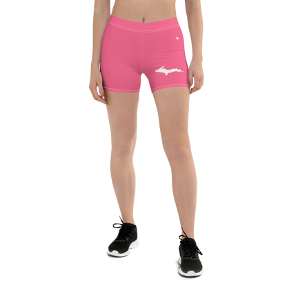 Michigan Upper Peninsula Tight Shorts (w/ UP Outline) | Rhodochrosite Pink