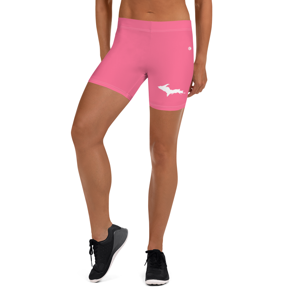 Michigan Upper Peninsula Tight Shorts (w/ UP Outline) | Rhodochrosite Pink