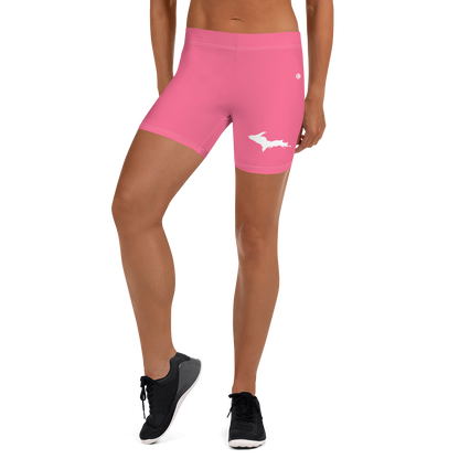 Michigan Upper Peninsula Tight Shorts (w/ UP Outline) | Rhodochrosite Pink