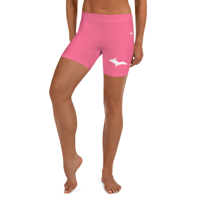 Michigan Upper Peninsula Tight Shorts (w/ UP Outline) | Rhodochrosite Pink