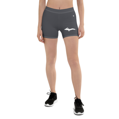 Michigan Upper Peninsula Tight Shorts (w/ UP Outline) | Iron Ore Grey