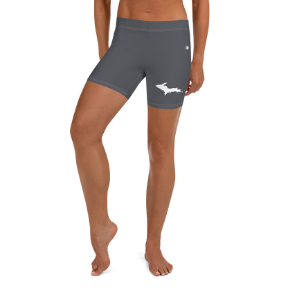 Michigan Upper Peninsula Tight Shorts (w/ UP Outline) | Iron Ore Grey