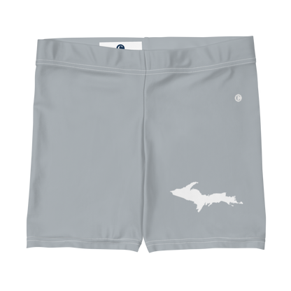 Michigan Upper Peninsula Tight Shorts (w/ UP Outline) | Silver