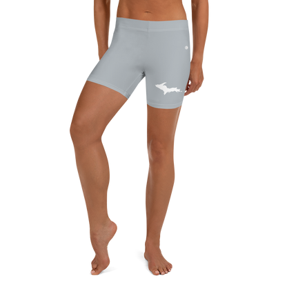 Michigan Upper Peninsula Tight Shorts (w/ UP Outline) | Silver