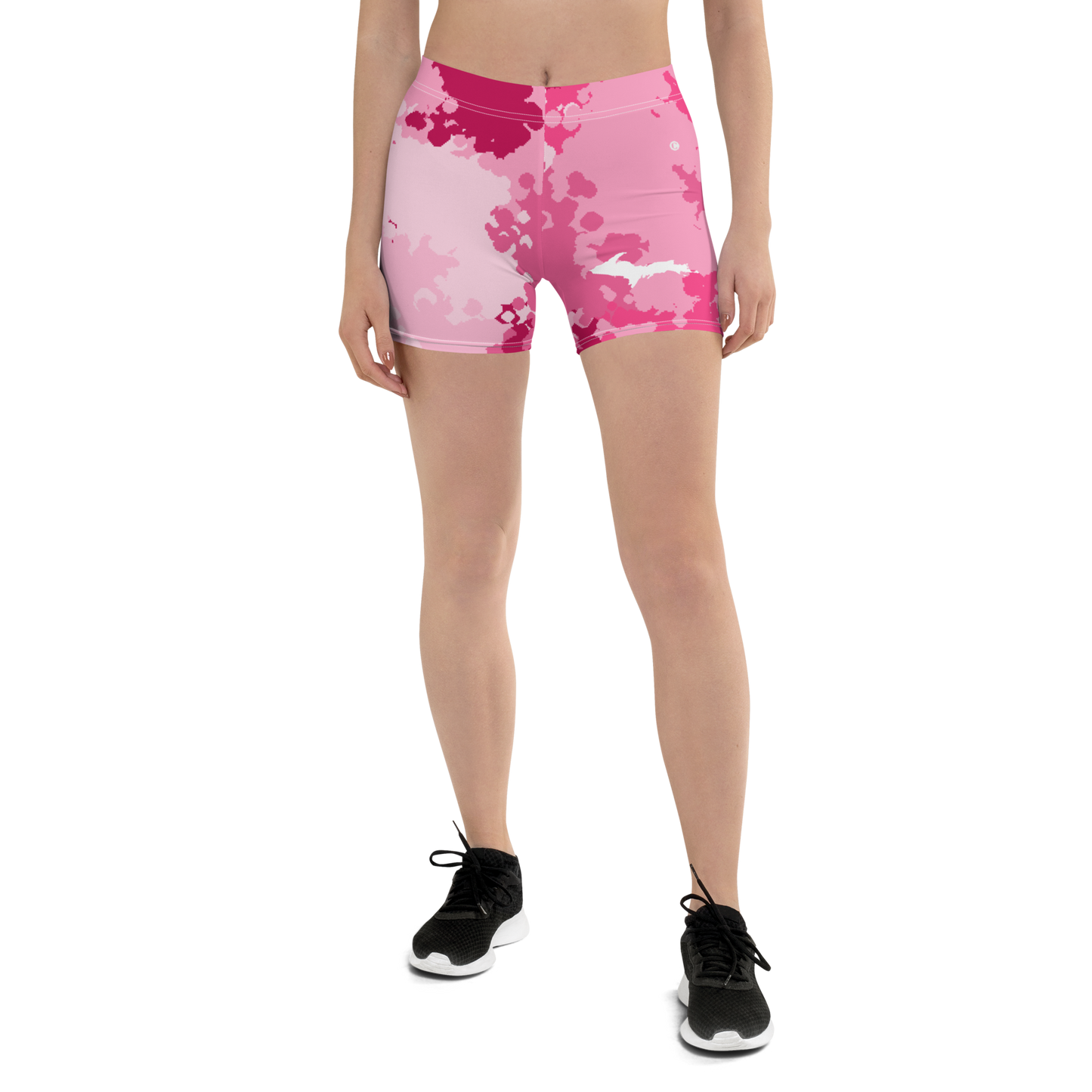 Michigan Upper Peninsula Tight Shorts (w/ UP Outline) | Pink Camo